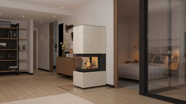 neocube P50 Panorama-Kaminbausatz mit dreiseitiger Feuersicht